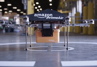 Amazon's Prime Air autonomous flying delivery vehicles. (Photo from Amazon.) 