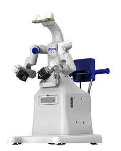 Epson's autonomous dual-arm robot, unveiled at the International Robot Exhibition 2013 in Tokyo. 