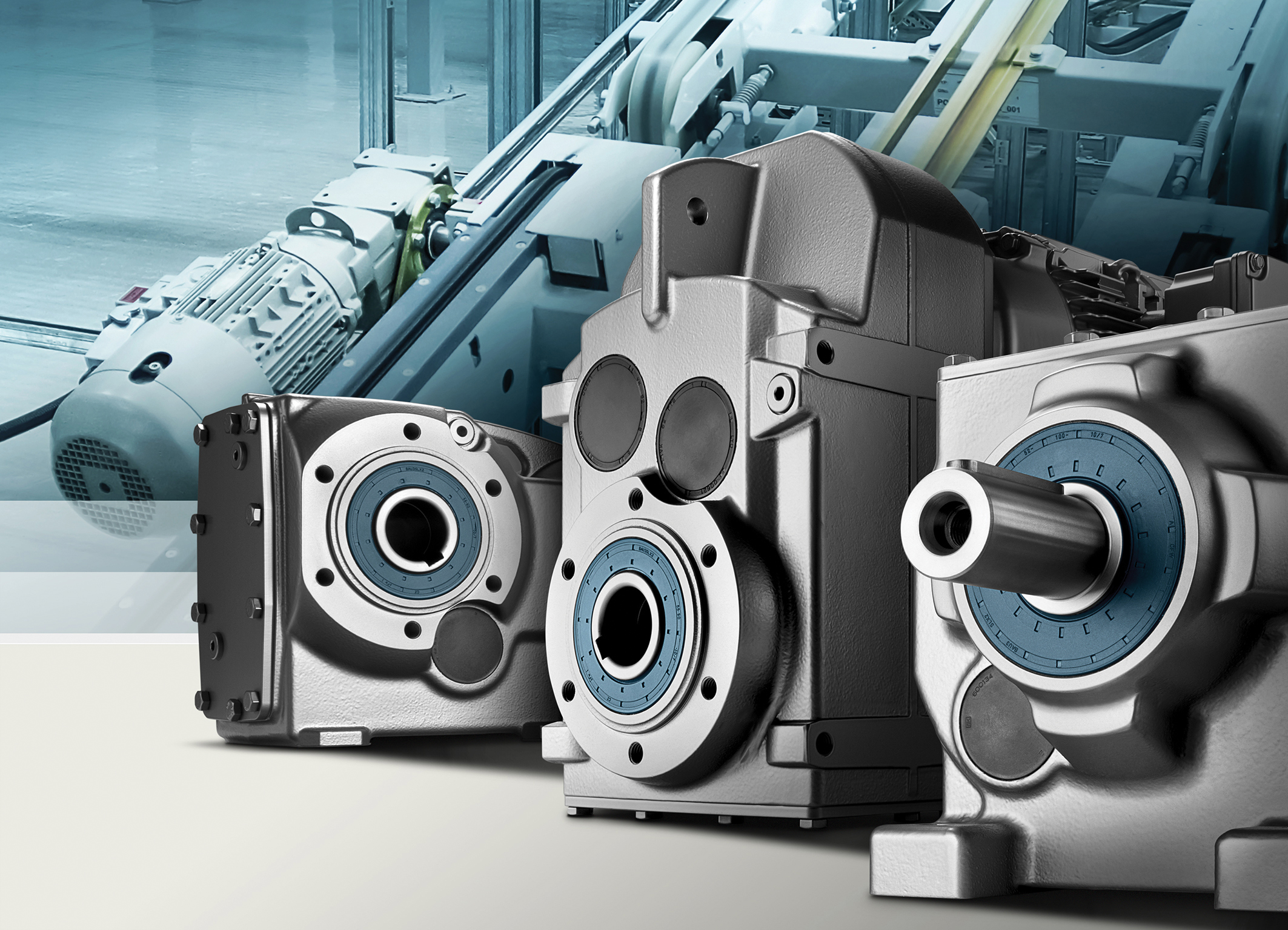 Gearmotors can be made with many different gear types. For instance, the Simogear gear motor series from Siemens features helical, parallel shaft and helical bevel gear unit types.