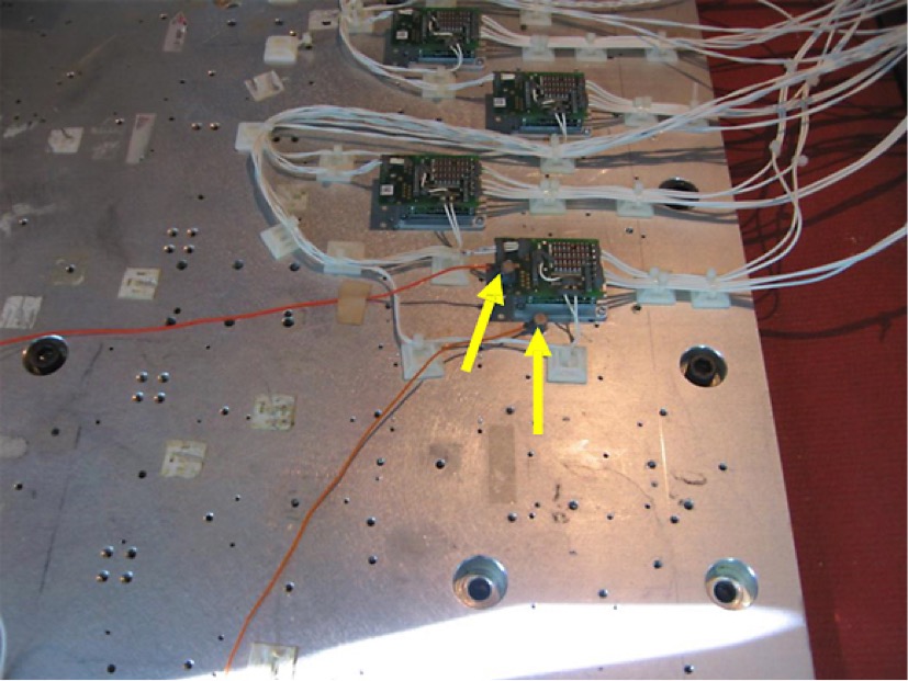 These are the Gold Bee drives from Elmo Motion Control in the HALT chamber to subject the drives to temperature cycling and mechanical vibrations. The drives were under full electrical load of 85-Vdc and peaking at 50-A with 20-ARMS when they endured the HALT. The drives were also connected in a network with 70% to 80% of their full communication load.