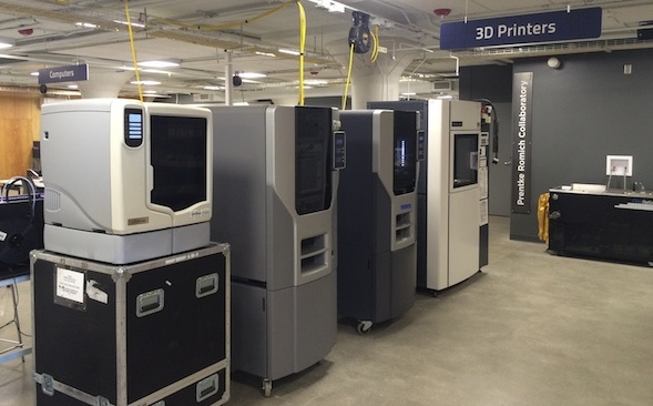 Large, commercial 3D printers at the new think[box] space on the campus of Case Western Reserve University give student and the public access to state-of-the-art equipment. 