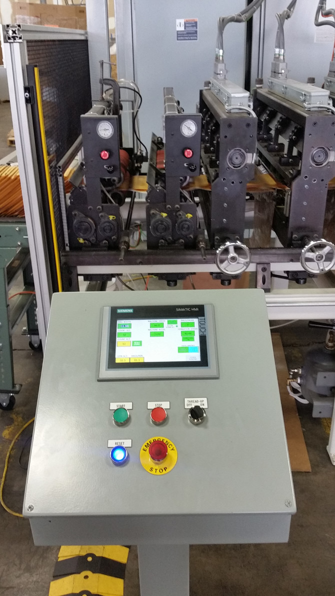 This is a new line built with drives (including VFDs for speed control), motors, and an operational HMI from Siemens. Sealed Air engineered it with automation partner Axis Inc.