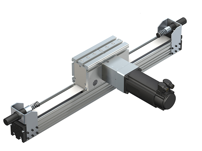 Linear modules must endure high speeds and loads in automation, handling, and pick-and-place operations, so safety dampers can be used to provide reliable insurance against impact damage. This long-stroke Omega module from Bosch Rexroth uses safety dampers from ACE Controls in its end positions. ACE’s SCS33 to SCS64 safety dampers true linear deceleration while protecting the Z-axis against uncontrolled motion. ACE safety dampers are specifically designed for emergency use only and offer reliable protection at an affordable cost.