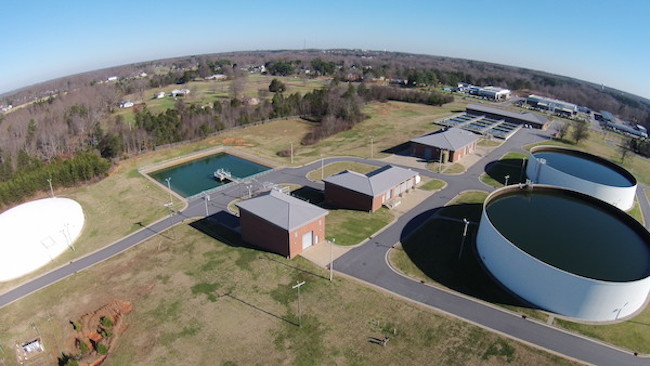 This aerial view shows the water treatment plant in Mooresville, NC. 