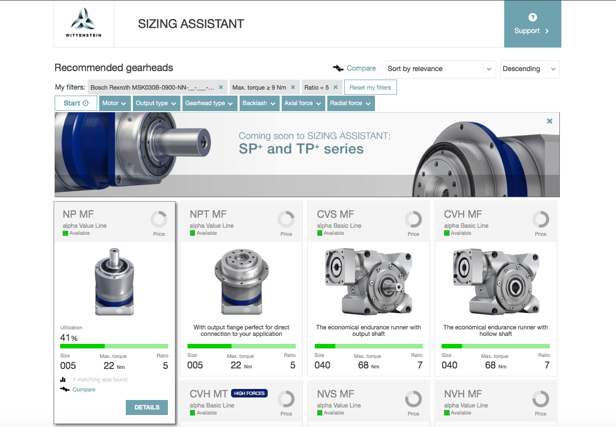 gearbox selection