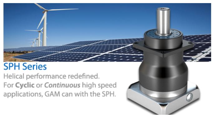 GAM Enterprises solar-power application SPH planetary gearbox for cyclic or continuous high-speed applications