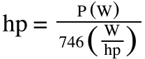 Watts to HP Equation